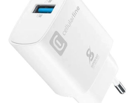 Carregador USB+USB-C Cellular Line 25W - Branco Online Sale