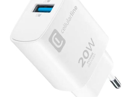 Carregador USB+USB-C Cellular Line 20W - Branco For Sale