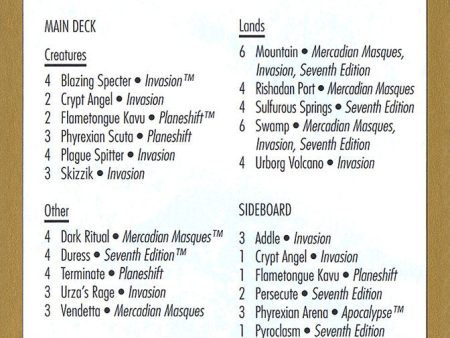 Tom van de Logt Decklist [World Championship Decks 2001] Supply