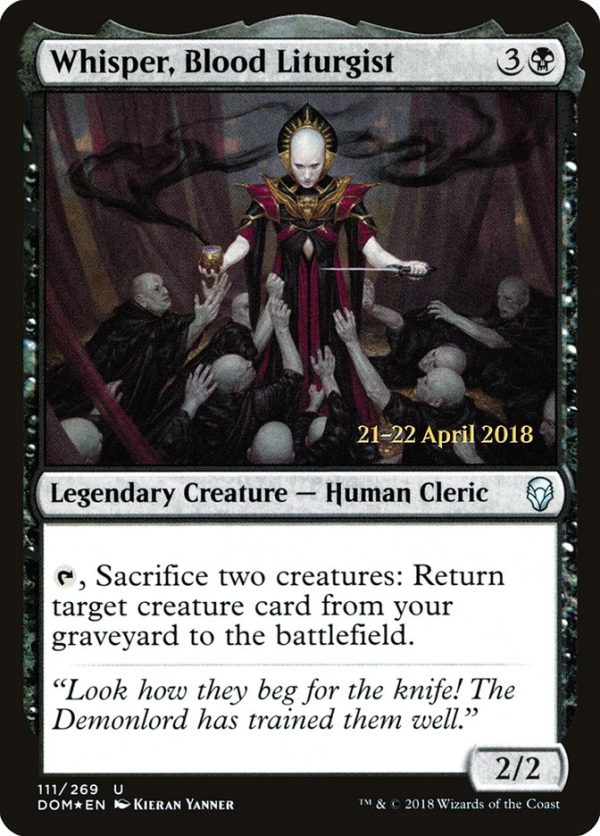 Whisper, Blood Liturgist [Dominaria Prerelease Promos] on Sale